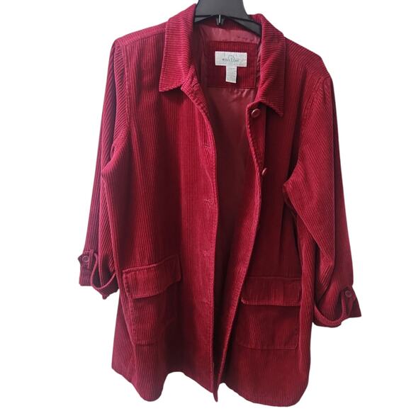 Willow Lane Red Corduroy Shacket Size 1X - Picture 3 of 13